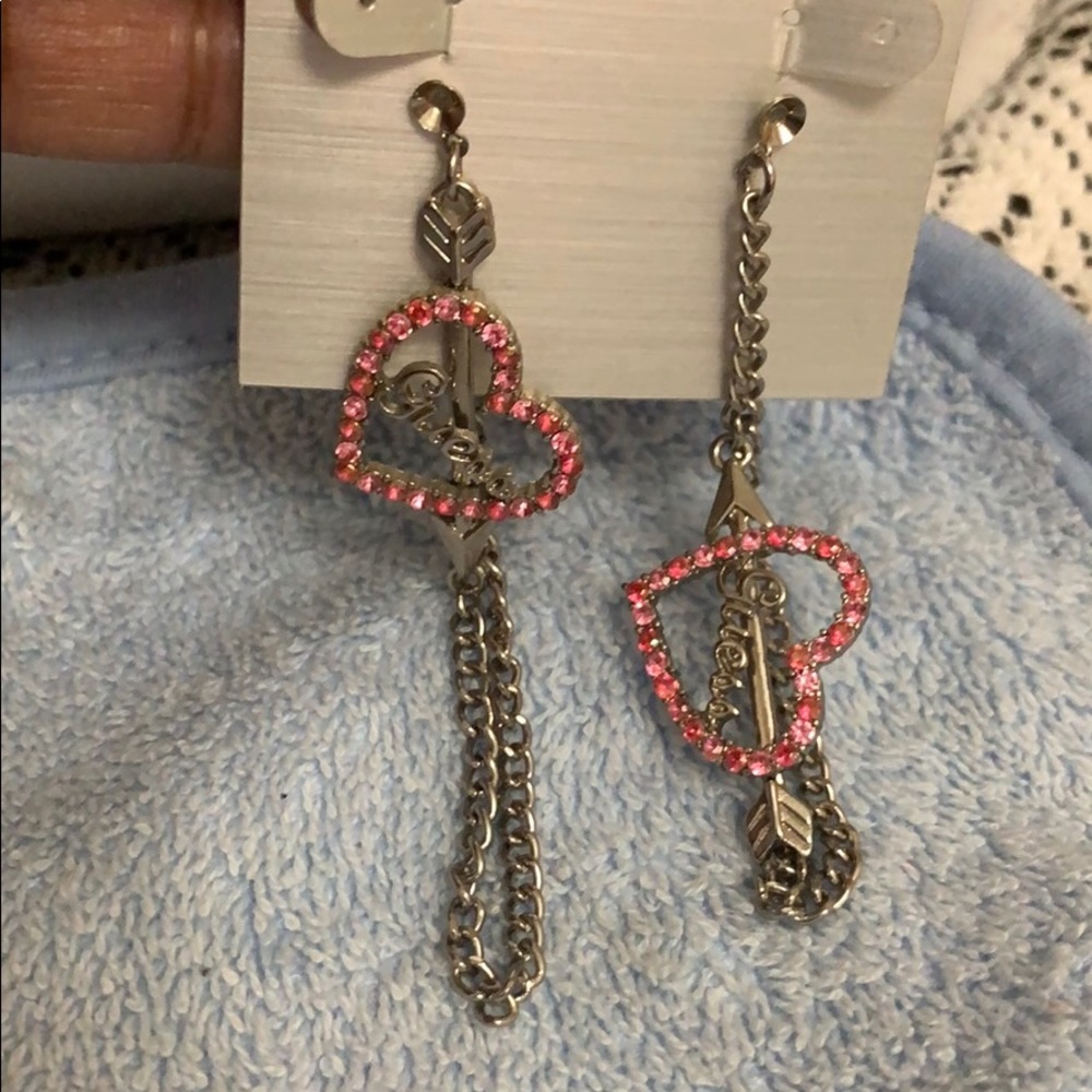 BUNDLE TO SAVE: Pink Heart Guess Earrings
